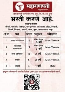 महागणपती मल्टीस्टेट को. ऑप. सोसायटीच्या भरती संधी: तुमच्या कारकिर्दीसाठी एक उत्तम संधी!