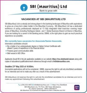 SBI (Mauritius) Ltd मध्ये Associate/Senior Associate पदासाठी भरती